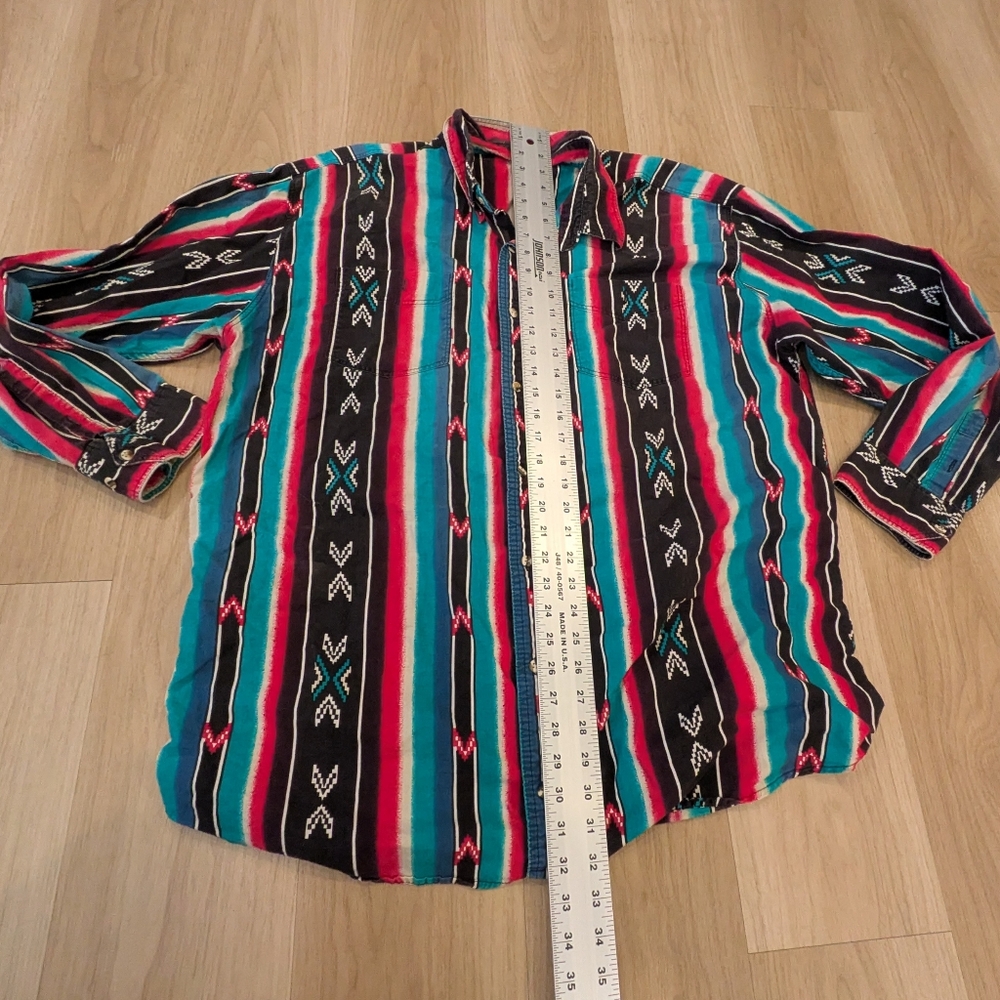Vintage Express Rider Men's Button Down Aztec Pattern - Picture 3 of 6